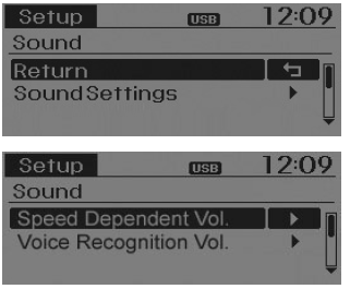 Hyundai Tucson: Setup. Sound Settings