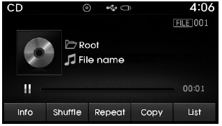 Hyundai Tucson: Radio mode. While playing, press the  button