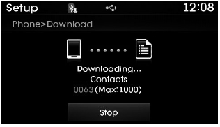 Hyundai Tucson: <b>Using My Music Mode</b>. As the contacts are downloaded from the mobile phone, a download progress bar