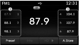 Hyundai Tucson: Radio mode. 1. Mode Display Displays currently operating mode.