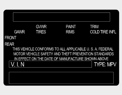 Hyundai Tucson: Tire loading information label. The certification label is located on the driver's door sill at the center pillar