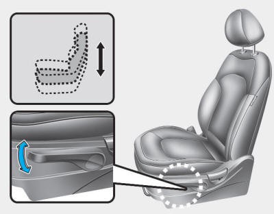 Hyundai Tucson: <b>Manual adjustment</b>. Seat cushion height (for driver’s seat)