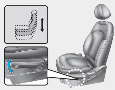 Hyundai Tucson: <b>Manual adjustment</b>. Seat cushion height (for drivers seat)