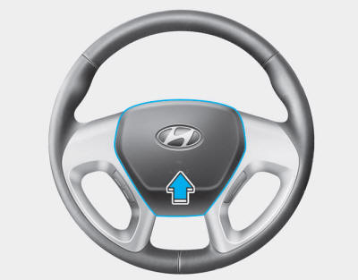 Hyundai Tucson: Driver selectable steering mode (if equipped). To sound the horn, press the area indicated by the horn symbol on your steering
