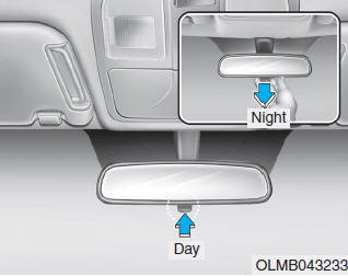 Hyundai Tucson: Mirrors. Make this adjustment before you start driving and while the day/night lever is