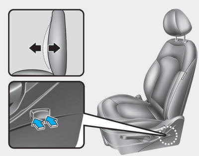 Hyundai Tucson: <b>Manual adjustment</b>. Lumber support (for drivers seat, if equipped)