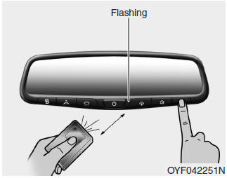 Hyundai Tucson: Mirrors. 2. Position the end of your hand-held transmitter 1-3 inches (2-8 cm) away from