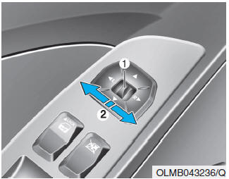 Hyundai Tucson: Outside rearview mirrors. Adjusting the rearview mirrors: