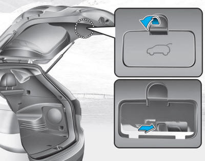 Hyundai Tucson: Tailgate. Your vehicle is equipped with an Emergency Tailgate Safety Release lever located