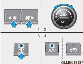 Hyundai Tucson: <b>Automatic climate control system</b>. 1. Set the fan speed to the desired position.