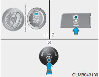 Hyundai Tucson: <b>Automatic climate control system</b>. 1. Turn the ignition switch to the ON position.