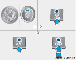 Hyundai Tucson: <b>Automatic climate control system</b>. 1. Turn the ignition switch to the ON position.