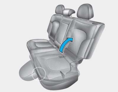 Hyundai Tucson: Rear seats. 7. To use the rear seat, lift and push the seatback backward. Push the seatback