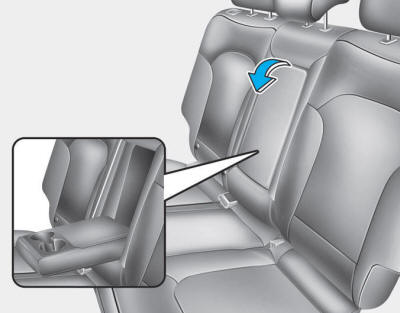 Hyundai Tucson: Rear seats. The armrest is located in the center of the rear seat. Pull the armrest down