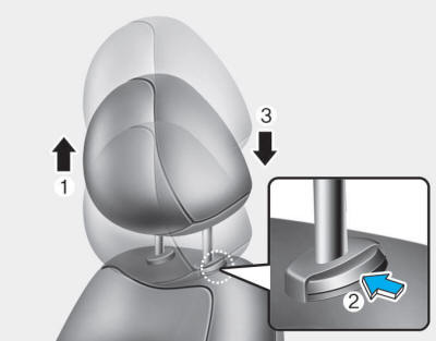 Hyundai Tucson: Headrest. Adjusting the height up and down