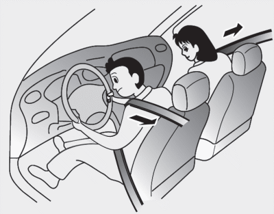 Hyundai Tucson: Seat belt warning light. When the vehicle stops suddenly, or if the occupant tries to lean forward too