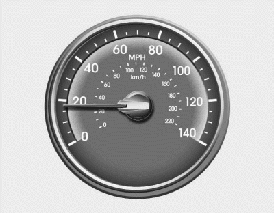 Hyundai Tucson: Instrument cluster. The speedometer indicates the speed of the vehicle and is calibrated in miles