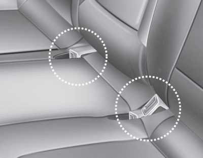 Hyundai Tucson: Seat belt warning light. Stowing the rear seat belt