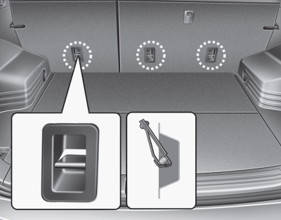Hyundai Tucson: <b>Installing a Child Restraint System (CRS)</b>. Installing the tether strap