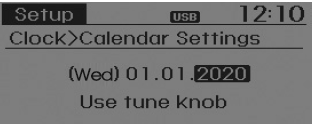 Hyundai Tucson: Clock Settings. ❈ Adjust the number currently in focus to make the settings and press the tune