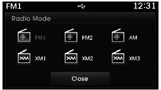 Hyundai Tucson: Radio mode. Turn the  TUNE knob to move the