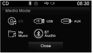 Hyundai Tucson: Radio mode. If [Mode Pop up] is turned on within