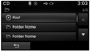 Hyundai Tucson: Radio mode. The first file within the selected folder will begin playing.
