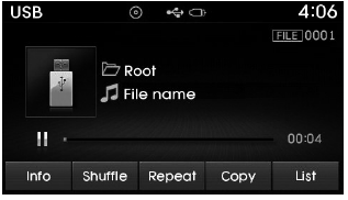 Hyundai Tucson: USB Mode. While playing, press the  button