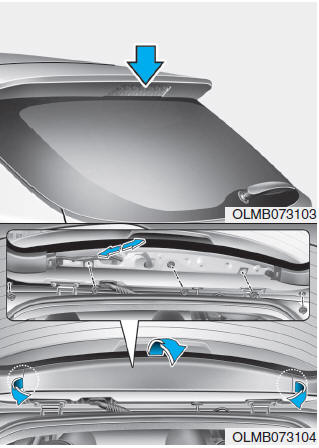 Hyundai Tucson: High mounted stop light. 1. Open the tailgate.