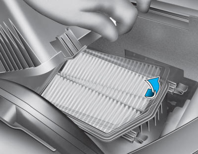Hyundai Tucson: Air cleaner. 3. Replace the air cleaner filter.