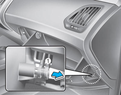 Hyundai Tucson: Climate control air cleaner. 2. Remove the support rod.