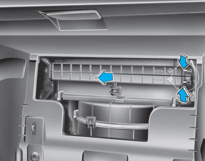 Hyundai Tucson: Climate control air cleaner. 3. Remove the climate control air filter case by pulling out both sides