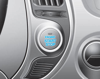 Hyundai Tucson: Ignition switch. Whenever the front door is opened, the Engine Start/Stop button will illuminate