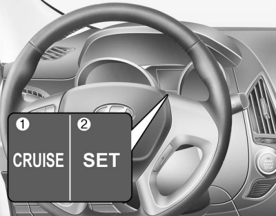 Hyundai Tucson: <b>Cruise control operation</b>. 1.CRUISE indicator